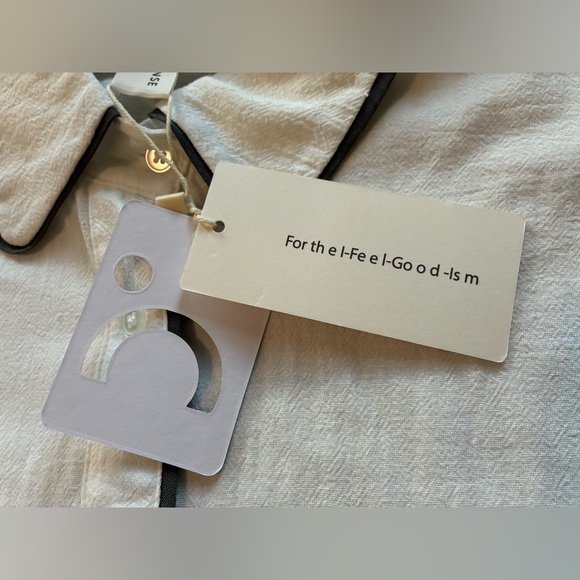 Commense White Cotton & Linen Contrast Trim Shirt. Size Medium. NWT - Picture 9 of 15